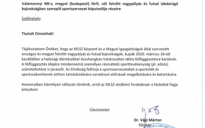 A koronavírus miatt az MLSZ felfüggesztette a bajnokságot