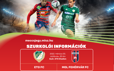 Szurkolói információk a MOL Fehérvár FC elleni mérkőzésről